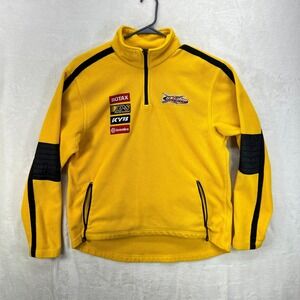 Vintage BRP Ski-Doo Team Pullover Men' Large Yellow Fleece Lined 1/4 Zip NO TAG